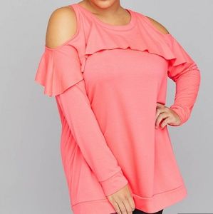 ⛔ SOLD⛔ LIVI Ruffled Cold-Shoulder Top